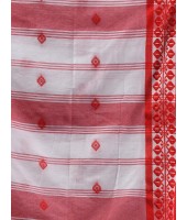 dB DESH BIDESH Women`s Traditional Bengal Handloom Cotton Saree Red Diamond Design With Blouse Piece