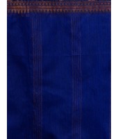  Cotton Handloom Cotton Silk Saree Gulab Work With Blouse Piece (Deep Blue)