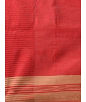  Handloom Tant Pure Cotton Saree Temple Par Desigined With Blouse Piece (Cream red)