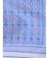 DESH BIDESH Women`s Hirokduti Resham Dhakai jamdani Bengal Pure Cotton Handloom Saree Whole Body Design without Blouse Piece (Blue White) 