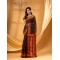  Hirokduti Resham Dhakai jamdani Bengal Pure Cotton Handloom Saree Whole Body Design without Blouse Piece (Black Orange)