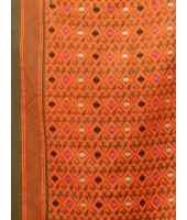 Hirokduti Resham Dhakai jamdani Bengal Pure Cotton Handloom Saree without Blouse Piece (Gray Orange)