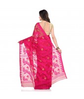 dB Desh Bidesh Women`s Bengal Handloom Tant Soft Dhakai Jamdani Cotton Saree Whole Body Design (Deep Pink)