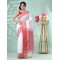 Traditional Soft Handloom Cotton Saree Jolphoring Design With Blouse Piece (Red White)