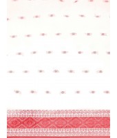 Tant Pure Handloom Cotton Saree Woven Kalkatara Design Without Blouse Piece (Red White)