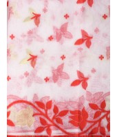  Kaveri Flower Design Dhakai jamdani Bengal Pure Cotton Handloom Saree Whole Body Design (Red White)