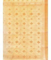 dB DESH BIDESH Women`s Bengal Tant Kerala Print Design Pure Handloom Cotton Saree Without Blouse Piece Golden