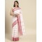 Bengal Tant Woven Lal Paar Sada Design Cotton Saree (Red-White) - Durga Puja Collection