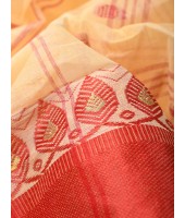  Handloom Cotton Saree Lotus Bud Woven Designer Without Blouse Piece (Cream)