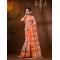  Madhabilata Print Design Pure Handloom Cotton Saree Without Blouse Piece (Orange)