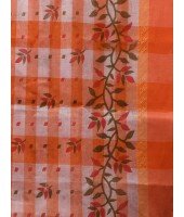  Madhabilata Print Design Pure Handloom Cotton Saree Without Blouse Piece (Orange)