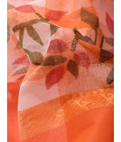  Madhabilata Print Design Pure Handloom Cotton Saree Without Blouse Piece (Orange)