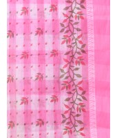  Madhabilata Print Design Pure Handloom Cotton Saree Without Blouse Piece (Pink)