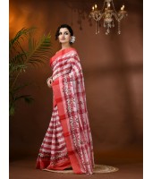 Madhabilata Print Design Pure Handloom Cotton Saree Without Blouse Piece - Durga Puja Collection