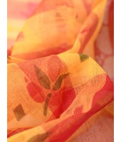  Madhabilata Print Design Pure Handloom Cotton Saree Without Blouse Piece (Red Yellow)