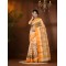 Madhabilata Print Design Pure Handloom Cotton Saree Without Blouse Piece (Yellow)