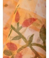 Madhabilata Print Design Pure Handloom Cotton Saree Without Blouse Piece (Yellow)