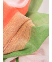 Women's Pure Cotton Handloom Flag Colour Saree Orange, White and Green 