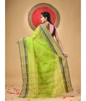  Handloom Cotton Saree Mina Pyramid Woven Designer Without Blouse Piece (Green)