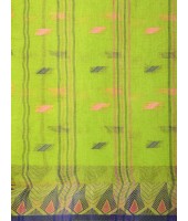  Handloom Cotton Saree Mina Pyramid Woven Designer Without Blouse Piece (Green)