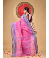  Handloom Cotton Saree Mina Pyramid Woven Designer Without Blouse Piece (Pink)