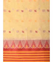  Handloom Cotton Saree Mina Pyramid Woven Designer Without Blouse Piece (Cream)