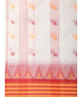  Handloom Cotton Saree Mina Pyramid Woven Designer Without Blouse Piece (White)