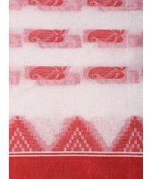  Tant Pure Handloom Cotton Saree Woven NabaDurga Design Without Blouse Piece (Red White)