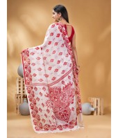 Cotton Saree Nabapatrika Design Handloom Saree with Blouse Piece (Red 