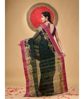 Handloom Cotton Saree Padmakshi Woven Designer Without Blouse Piece (Green)