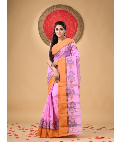 Cotton Saree Padmakshi Woven Designer Without Blouse Piece (Pink)