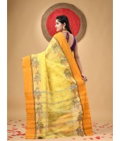 Handloom Cotton Saree Padmakshi Woven Designer Without Blouse Piece (Yellow)