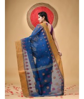 Traditional Pure Handloom Cotton Saree Padmo Woven Design Without Blouse Piece(Blue)