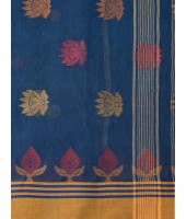 Traditional Pure Handloom Cotton Saree Padmo Woven Design Without Blouse Piece(Blue)