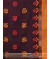 Traditional Pure Handloom Cotton Saree Padmo Woven Design Without Blouse Piece (Brown)