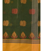 Traditional Pure Handloom Cotton Saree Padmo Woven Design Without Blouse Piece(Green)