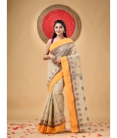 Traditional Pure Handloom Cotton Saree Padmo Woven Design Without Blouse Piece (Peach)