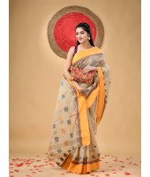 Traditional Pure Handloom Cotton Saree Padmo Woven Design Without Blouse Piece (Peach)