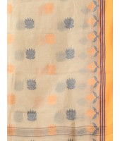 Traditional Pure Handloom Cotton Saree Padmo Woven Design Without Blouse Piece (Peach)