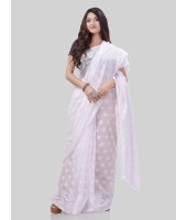 DESH BIDESH Women`s Phulkari Resham Dhakai jamdani Bengal Pure Cotton Handloom Saree Whole Body Design without Blouse Piece (White)