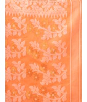 Rangabati Resham Dhakai Jamdani Bengal Pure Cotton Handloom Saree without Blouse Piece (Light Orange)