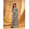  Traditional Tamarind Leaf Resham Dhakai Jamdani Pure Cotton Handloom Saree without Blouse Piece (White Black)