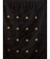 Traditional Tamarind Leaf Resham Dhakai Jamdani Pure Cotton Handloom Saree without Blouse Piece (Black)