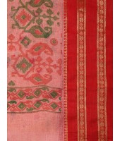  Bengal Tant Jamdani Printed Handloom Cotton Saree Without Blouse Piece (Red)