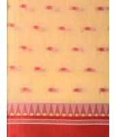  Handloom Cotton Saree Woven Temple Ball Design Without Blouse Piece (Red Off White)