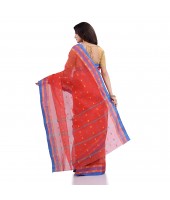 Women`s Traditional Pure Cotton Handloom Saree Chotushkone Woven Designer Without Blouse Piece(Orange)