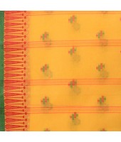 Women`s Traditional Pure Cotton Handloom Saree Woven Tikli Designer Without Blouse Piece (Yellow)