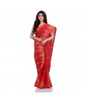 Women`s Traditional Pure Handloom Cotton Saree MinaKarat Woven Designer Without Blouse Piece (Red)