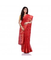 Women`s Traditional Pure Handloom Cotton Saree MinaKarat Woven Designer Without Blouse Piece (Red)