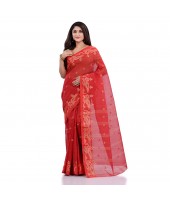 Women`s Traditional Pure Handloom Cotton Saree MinaKarat Woven Designer Without Blouse Piece (Red)